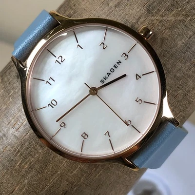 Reloj Skagen Anita Mujer SKW2703 Vestido MOP Cuero Cuarzo Analógico 36mm 6 3/4" Foto 1 de 4