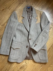 Blazer Pendleton Vintage Para Hombres 40 Marrón Tweed Lana Western Codo Chaqueta Gamuza - Imagen 1 de 13