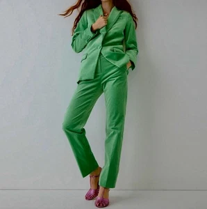 J. Crew Kate Stretch Velvet Pants Mint Green Size 4T TALL Mid Rise Straight Leg - Picture 1 of 18