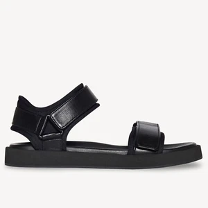 Sandalias de cuero y neopreno THE ROW de gancho y bucle en negro talla 37/EE. UU. 7 - Imagen 1 de 15