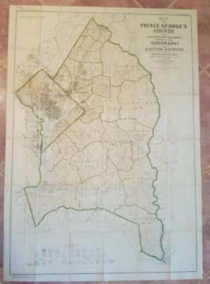MARYLAND MAP - PRINCE GEORGE'S CO. & DC/Topography & Election Districts - 1927 - Image 1 of 4