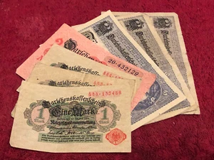 Banknoten Reichsbank 1914 bis 1917 Konvolut 1- 2- u. 5 Mark - Bild 1 von 12