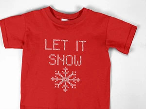 Toddler Youth Kids Let It Snow T Shirt Christmas Holiday X-mas Winter Girls Boys - Picture 1 of 8