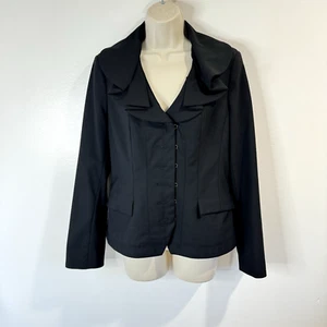 Anthropologie Blazer Size L Steampunk Gothic Victorian Y2K Military Black Wool - Picture 1 of 9