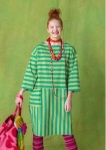 NEU Gudrun Sjoden Gr. Medium Kleid Streifen Tasche Art to Wear Lagenlook - Bild 1 von 9
