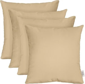 RSH Decor Set of 4 Decorative Outdoor Throw Pillows, 17" x 17" Tan Khaki Solid - Picture 1 of 4