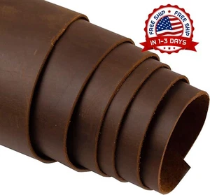 Cuero de vaca de grano completo marrón, precortado y grueso, tamaño 12" x 24" US - Picture 1 of 8