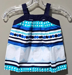 Gymboree 2015 Seaside Stroll Size 4 Blue Dots & Stripes Sleeveless Poplin Top - Picture 1 of 5