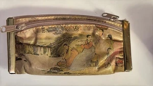 Portamonete coreano vintage/antico in pelle e metallo con opere d'arte tradizionali - Foto 1 di 6