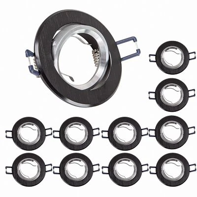 10x Telaio Alluminio Argento + Nero Spazzolato 16302-5 Ø68 MM per Lampadina - Immagine 1 di 4