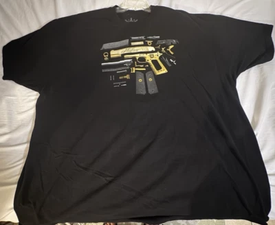 Camiseta Mafioso Desmantelada Gun Crown Manga Corta Negra Talla 4XLarge Foto 1 de 4