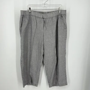 Liz Claiborne Woman 0X Classic White and Gray Striped Linen Blend Pants Capri - Picture 1 of 5
