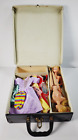 VTG 1961 Barbie Doll Teal Case by Mattel w/ Dolls & Clothing