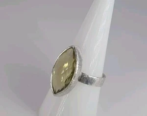 925 Sterling Silver Ring Large Yellow Marquise Stunning Bling R Gift Present  - Picture 1 of 8