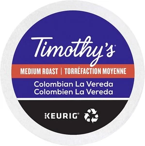 Café colombiano Timothy's La Vereda 24 a 144 tazas Keurig K elige cualquier talla - Imagen 1 de 5
