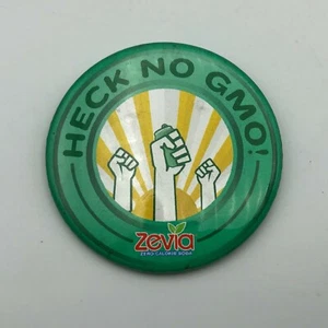 Zevia Pinback Zero Calorie Soda Heck No GMO Advertising Button Badge Pin - Picture 1 of 12