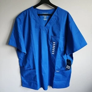 NEW Cherokee Workwear Size XL 2-way Stretch Blue Short Sleeve Scrub Top - Picture 1 of 9