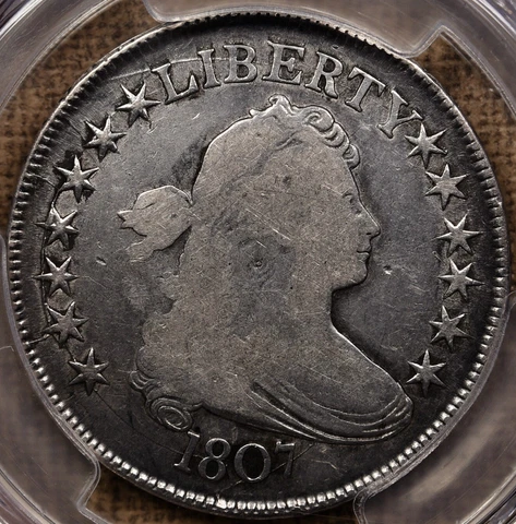 1807 O.109'b' R6+ Draped Bust half dollar, PCGS VG det, nice DavidKahnRareCoins Cover
