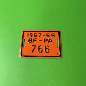 PLACA DE IDENTIFICACIÓN DE BICICLETA DE COLECCIÓN CASTOR OTOÑO 1967 - 68 B.F. - PA. 766 NOS LP18 - Imagen 1 de 6