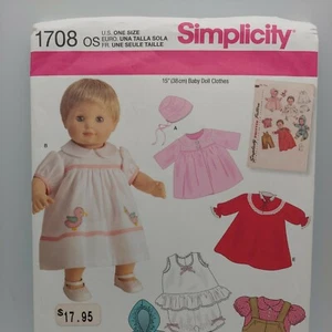 Simplicity 1708 OS Doll Clothes Uncut Pattern - Picture 1 of 4