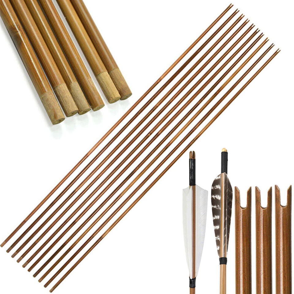 33" Bamboo Shaft Arrows Archery Self Nock Handmade OD7MM-10MM DIY Hunting Shoot - Image 1 of 4