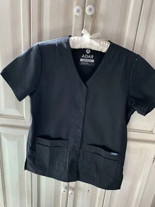 ADAR UNIVERSAL Smock/Scrub Top Size Black Snap Front-Chest - Picture 1 of 9