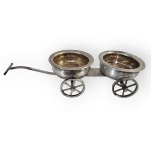 F B Rogers Silver Company 1883 Wheeled Cart Wagon Condiment Dish Planter - Picture 1 of 7