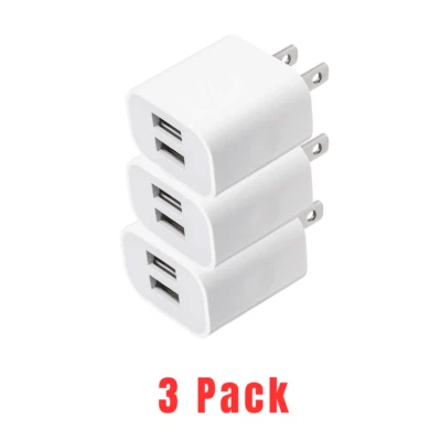 Bloque cargador de pared rápido USB de doble puerto 5V 2A cubo adaptador de corriente para iPhone iPod Foto 1 de 4