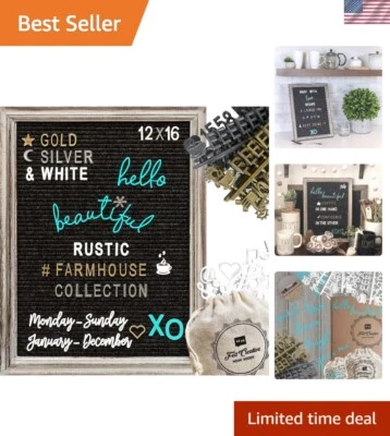 12x16 Rustic Wood Frame Letter Board with Changeable Felt Letters - Gift Ready! - Image 1 of 4