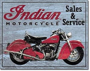 Indian Motocycles Sales & Service (wood look) metal sign 400mm x 320mm (de) - Imagen 1 de 1