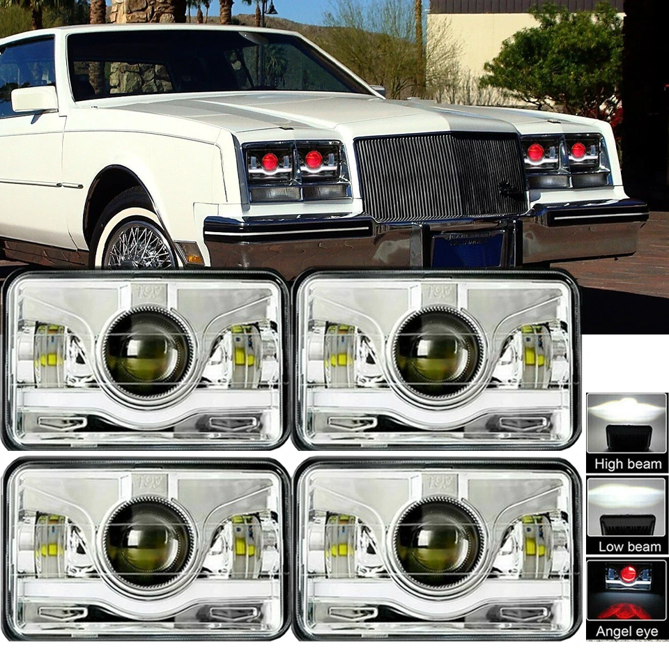 DOT 4pcs Fit Buick Riviera 1975-1985 4x6" LED Headlights Hi/Lo Sealed Beam DRL Foto 1 de 4