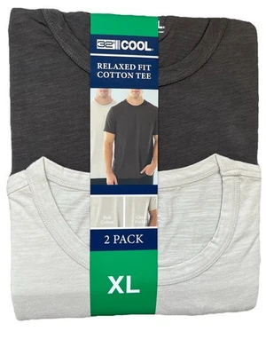 XL 2 Pack Hombres 32 Grados Cool Crema y Gris Slub Algodón Camiseta Manga Corta NUEVO Foto 1 de 3