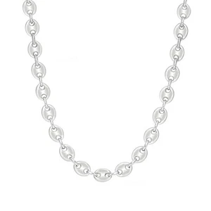 925 Sterling Silver Hollow Puffed Anchor Mariner Link Chain Necklace for Wome... - Picture 1 of 5