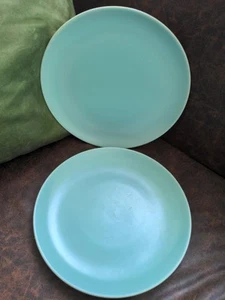 Vintage Poole Pottery - Twintone Ice Green & Seagull - 2 Dessert Plates 23cm 9" - Picture 1 of 7