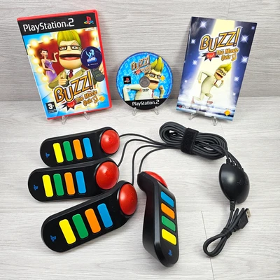 PlayStation 2 Buzz! The Music Quiz Game & Controllers - Wired Buzzer Set For PS2 - Image 1 of 4
