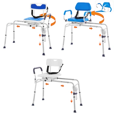Silla de ducha banco de transferencia de bañera deslizante con asiento giratorio de 360 grados 400/330LB Foto 1 de 2