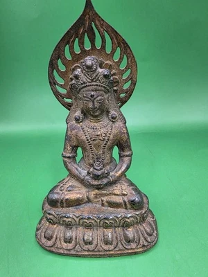 Lindo patrimônio asiático dourado bronze estátua de Buda - Imagem 1 de 4