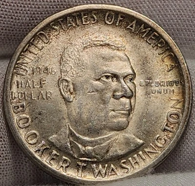 1946 S 50C Booker T. Washington Silver Commemorative Half Dollar - CH-46s-1 - Image 1 of 3
