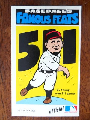 1972 FLEER БЕЙСБОЛ ЗНАМЕНИТЫЕ ПОДВИГИ #11 CY YOUNG EX-EX/MT U-7707 - Изображение 1 из 2