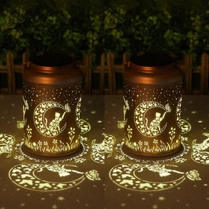 Solar Lanterns Outdoor Waterproof - 2 Pack Cat Garden Decor Birthday 2PC - Picture 1 of 7