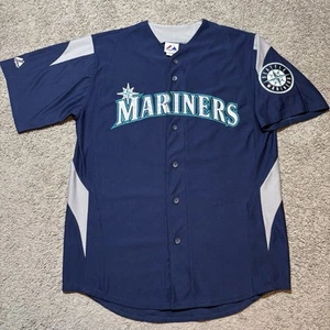 Majestic Seattle Mariners Jersey #00 Moose Stitched Navy Men’s M 2000s Era - Picture 1 of 7
