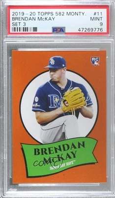 2020 Topps 582 Montgomery Club Set 3 Brendan McKay #11 PSA 9 MINT Rookie RC - Image 1 of 2