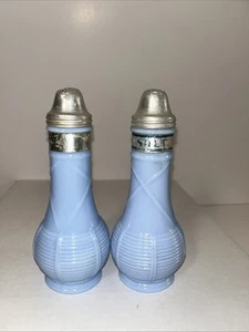 Antike JEANNETTE GLAS CO blau Delphit Webart 6" SALZ & PFEFFERSTREUER - Bild 1 von 8