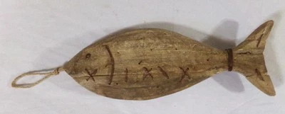 Figura de escultura de peces de madera a la deriva marítima de arte popular Foto 1 de 2