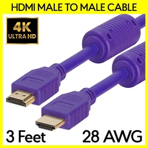 Color HDMI Cable 28AWG 3 Feet Purple HDMI Male Cord for TV Monitor Projector - Picture 1 of 4