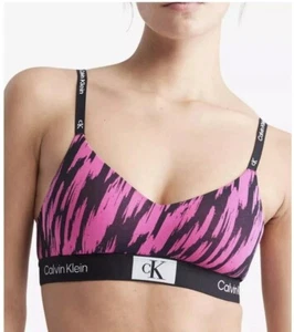 Calvin Klein 1996 Unlined Bralette Palace Pink Tiger Print Size XS Wirefree  - Picture 1 of 8