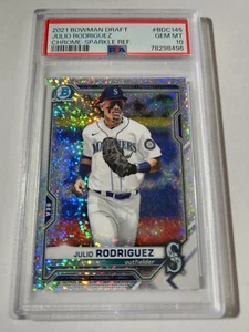JULIO RODRÍGUEZ - BOWMAN DRAFT CROMO 2021 - REFRACTOR BRILLANTE - BDC145 - PSA 10 - Imagen 1 de 1