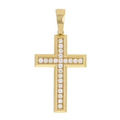 14k Yellow Gold 0.52ctw Outline Diamond Cross Charm Pendant 1.6" 5.8 grams - Image 1 of 4