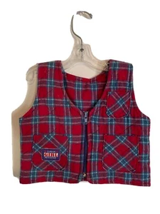 Vintage klassisches Mädchen authentischer Reißverschluss Flanell karierte Weste Baby Mädchen 12 Monate 90er - Bild 1 von 8
