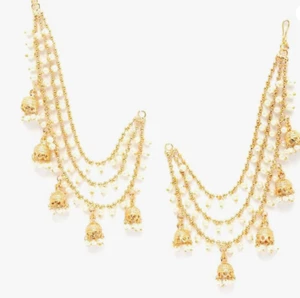 Traditional Brass 18 K Gold Plated Wedding Jewellery Bahubali Inspired Long - Picture 1 of 6